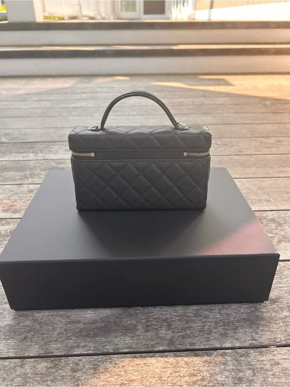 Chanel Black Quilted Slim Vanity Crossbody with Gold Chain